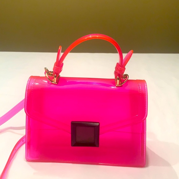 Modern soul jelly bag,pink shoulder bag with gross finish and structured shape. - Picture 4 of 6